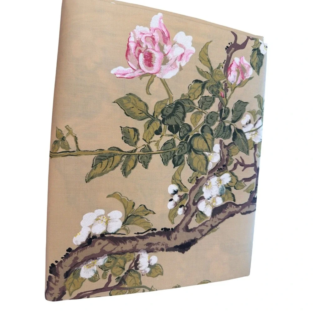 Vintage Springmaid Songbirds Flat Sheet Chinoiserie Grandmillennial Botanical